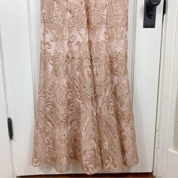 Marchesa Notte Metallic Filigree Embroidered Gown - Picture 6 of 13